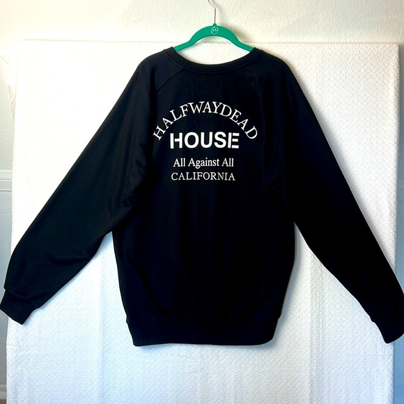HWD Black Sweatshirt Graphics Print B&W Halfway Dead House against California L - Picture 1 of 11